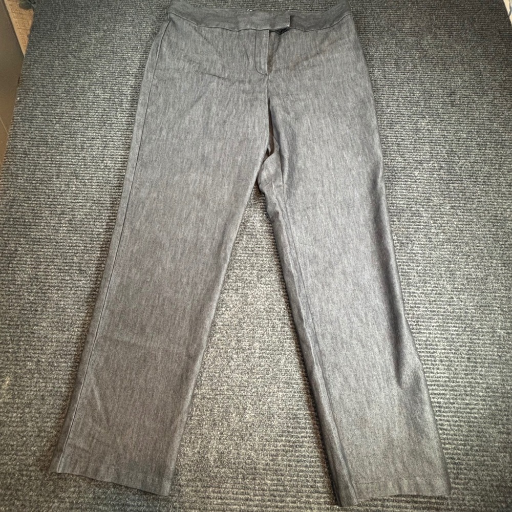 Chaus Womens Gray Straight Leg Dress Pants Size 14 Cotton Blend Stretch Workwear
